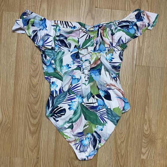 La Blanca In The Moment Off The Shoulder Tummy Control One Piece Swimsuit Sz 16 - Picture 4 of 8